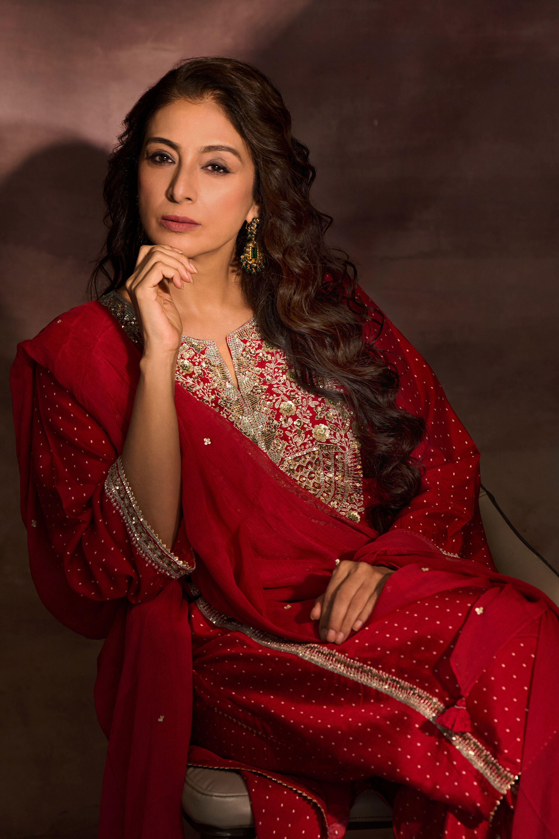 Sindhura Embroidered Silk Suit Set - Red, , image 5